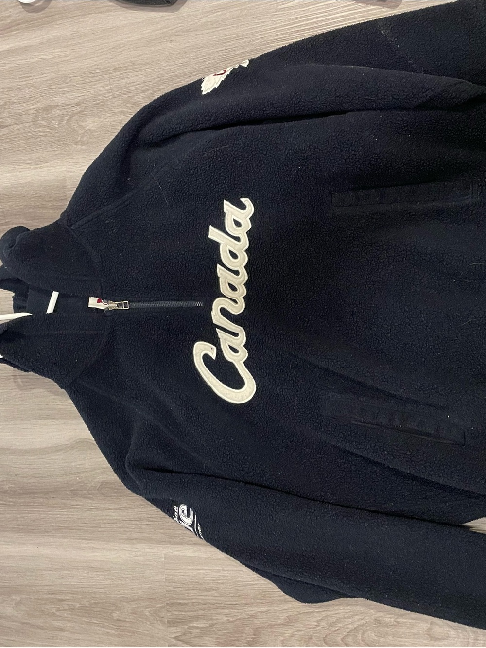 Navy 'Canada' Script Fleece Jacket